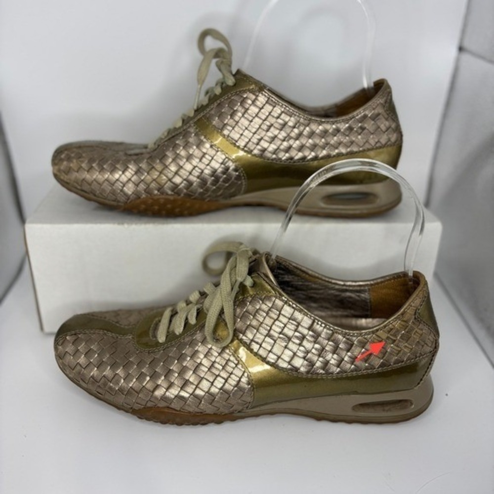 Cole Haan NikeAir Metallic Woven Lace Up Sneakers Womens 8B‎ Bronze